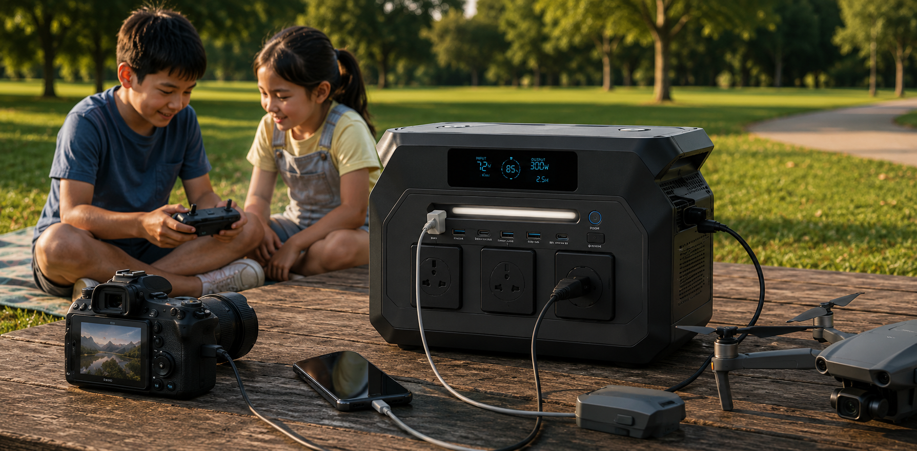 Fast 1-hour recharge — Dr Batt LiFePO4 power station