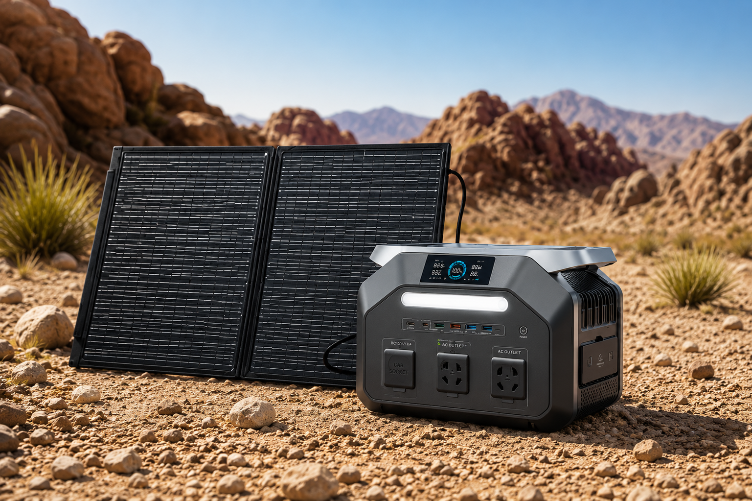 Dr Batt P1800 powering devices via solar panels outdoors